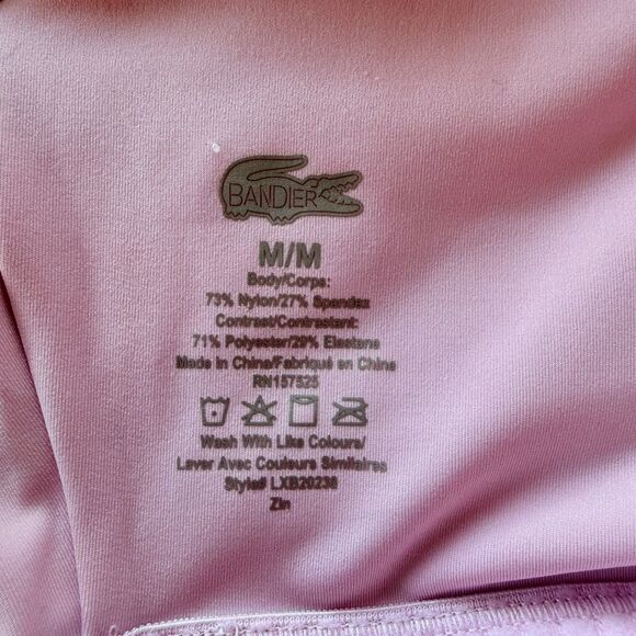 NWOT Women's Lacoste x Bandier All Motion Scoop-Neck Bodysuit in Bordeaux & Pink - Picture 11 of 16